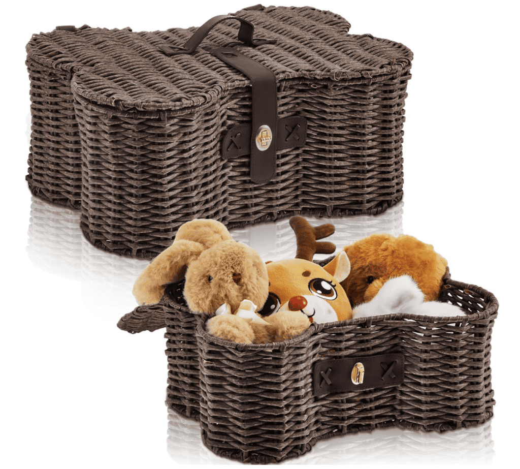 nancy meyers inspired dog toy basket for pet